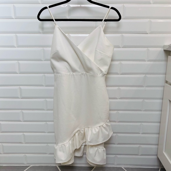 Lulus Women’s Large Sealed With a Kiss White Ruffled Bodycon Dress - Picture 6 of 14